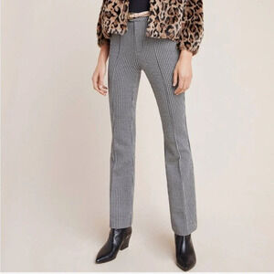 Anthropologie Black and White Trousers pants boot flare Houndstooth high rise 2